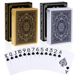 Plastic Playing Cards,Waterproof Cards,Deck of Cards,Jumbo Large Print Playing Cards for Adult Senior,Premium Poker Card Bulk Set for Fun Pool Beach Party Card Games,Metallic Gold & Silver (24 Pack)
