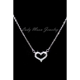 Unbranded 925 Sterling Silver Crystal Heart Pendant Necklace 16.5"-18"