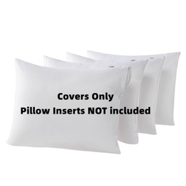 4 Pack Waterproof Down Feather Proof Pillow Protectors with Zipper King Size Set of 4 Poke Proof Bed Pillow Covers