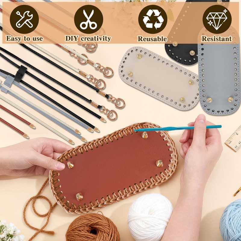 4 Pcs Bag Bases for Crochet with Adjustable Straps, DIY