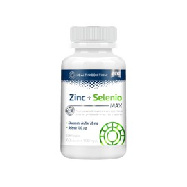 HEALTHADDICTION - Zinc + Selenio MAX - Suplemento Alimenticio con Minerales Esenciales - Apoyo Nutricional Diario - 60 Cápsulas de 400 mg - Libre de Aditivos Artificiales