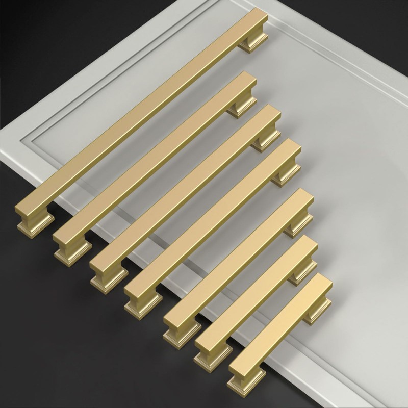 Amerdeco 10 Pack Brushed Gold Cabinet Pulls 5 Inch(128mm) Hole