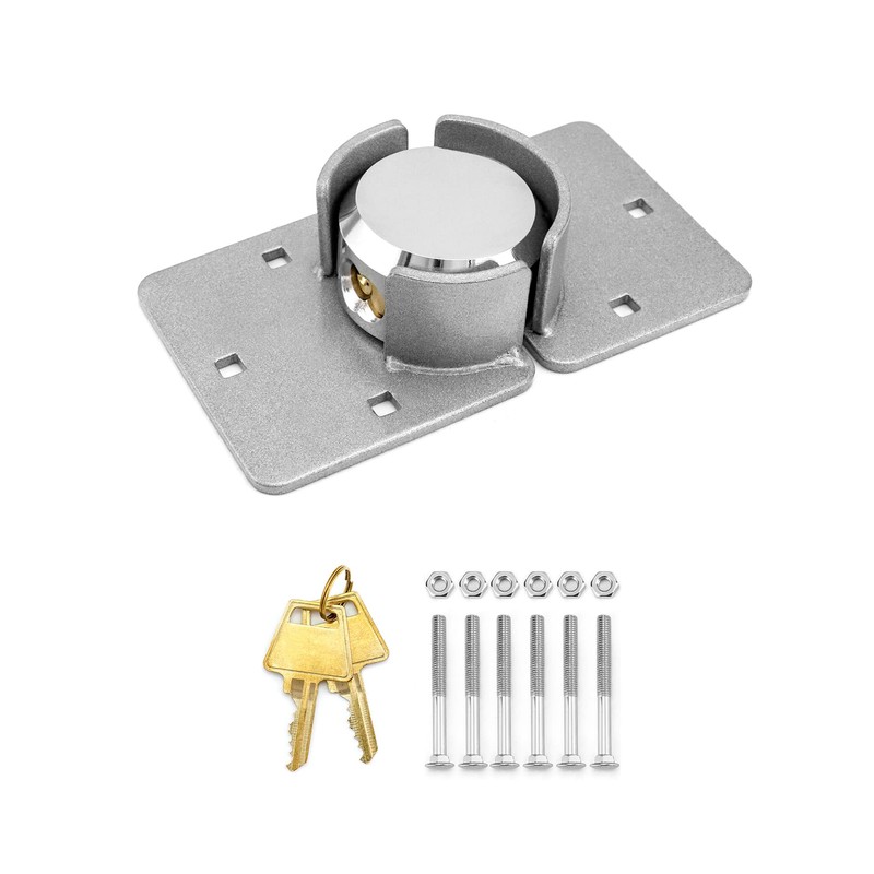 QWORK Heavy Duty Puck Lock and Hasp, High Security Steel