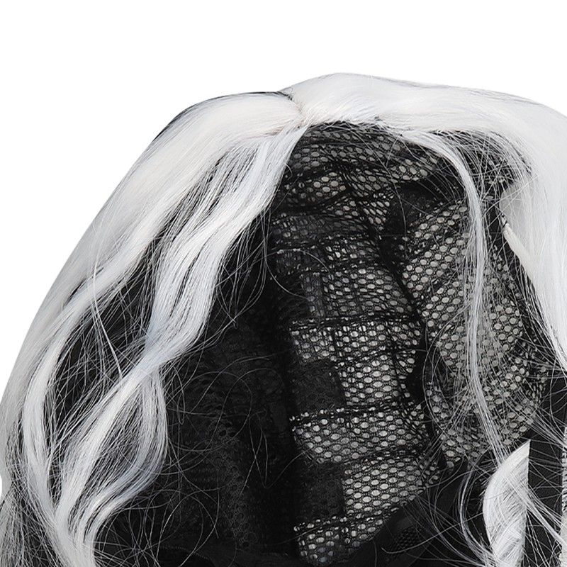Black and White Short Wavy Wig Women Cosplay Party Shoulder