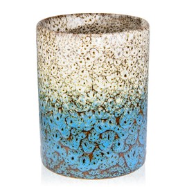 YINUOWEI Utensil Holder, Ceramic Kitchen Utensil Holder for Countertop, Large Cooking Utensil Crocks for Kitchen Counter, Morden Utensil Organizer for Spatula, kitchen Decor,White & Blue