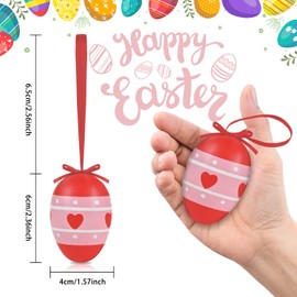 AhfuLife Easter Hanging Eggs, 12/24 Pcs Easter Egg Decorations for Tree, Easter Hanging Ornaments Colorful Plastic Painted Easter Eggs for Home Party Decorations (Easter Egg-24pcs)