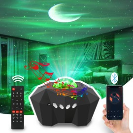 Cupohus Aurora Moon Star Projector Night Light with Bluetooth Music Speaker, Galaxy Starry Sky LED Timing Starlight Projector for Bedroom, Kids Room Decor with Remote Control