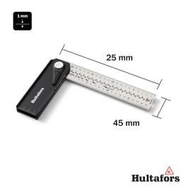 Hultafors Adjustable Angle I CNC Milled I Made in EU I Rotating Angle Iron with Centre Line and Marking Notches I Tolerance of ±0.06° (±1 mm/m) I 256023