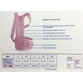 FLA Orthopedics Posture Control Brace for Women, Rose, Medium