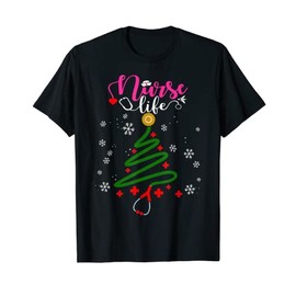 Merry Christmas Nurse Shirt Stethoscope Christmas Nurse Life T-Shirt, black