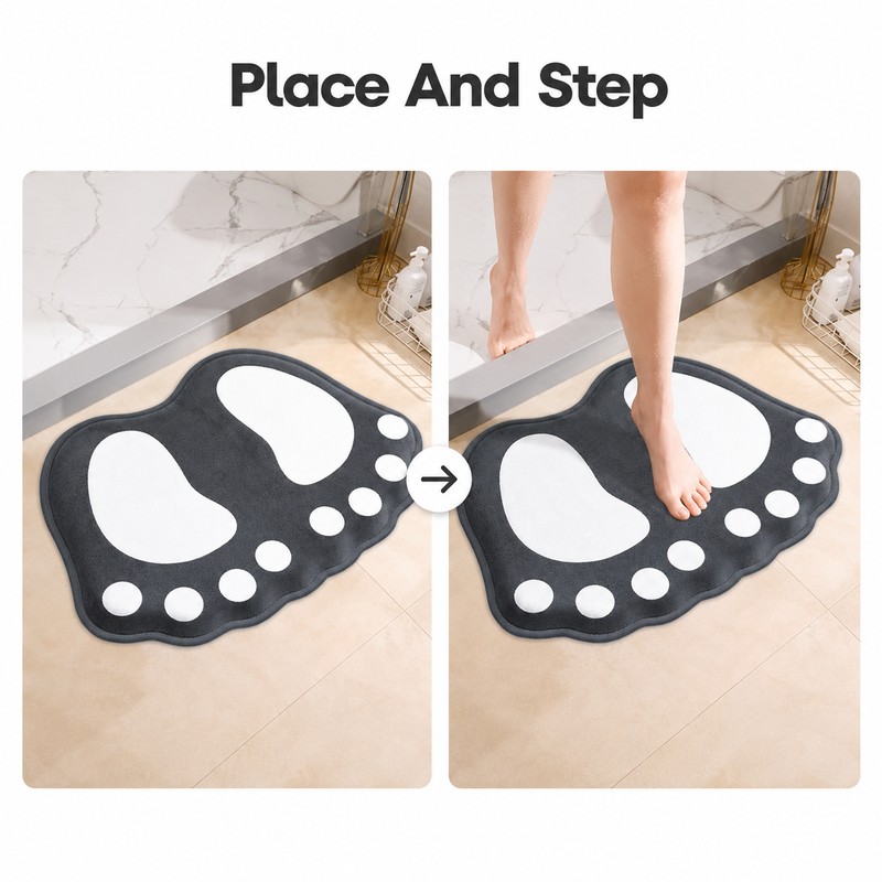 Cartoon Flannel Bathroom Mat – Soft Absorbent Non-Slip Floor Mat