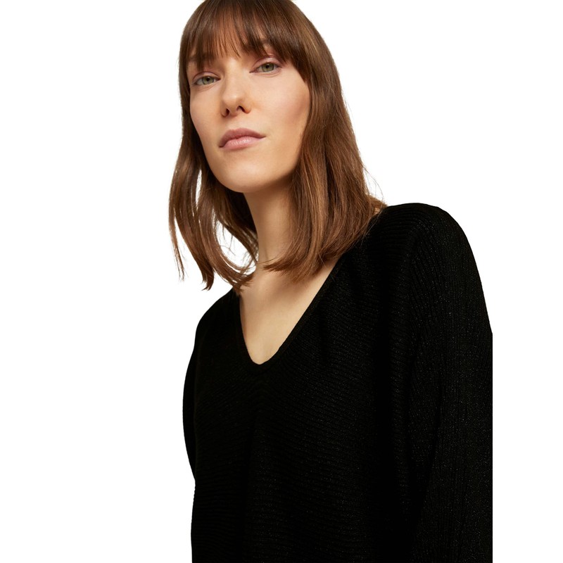 TOM TAILOR Ladie's 1029665 Batwing Sleeve Sweater, 14482-Deep Black, S