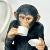 Darthome Sophisticated Monkey Ornament Black Resin Tea Drinking Chimp Novelty