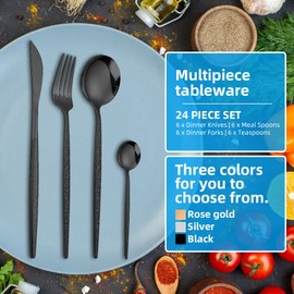 24 Pieces Silverware Set for 4 Stainless Steel Flatware Set Tableware Set Include Forks Knives Spoons Cutlery Set for Home Kitchen and Restaurant Party Dishwasher Safe