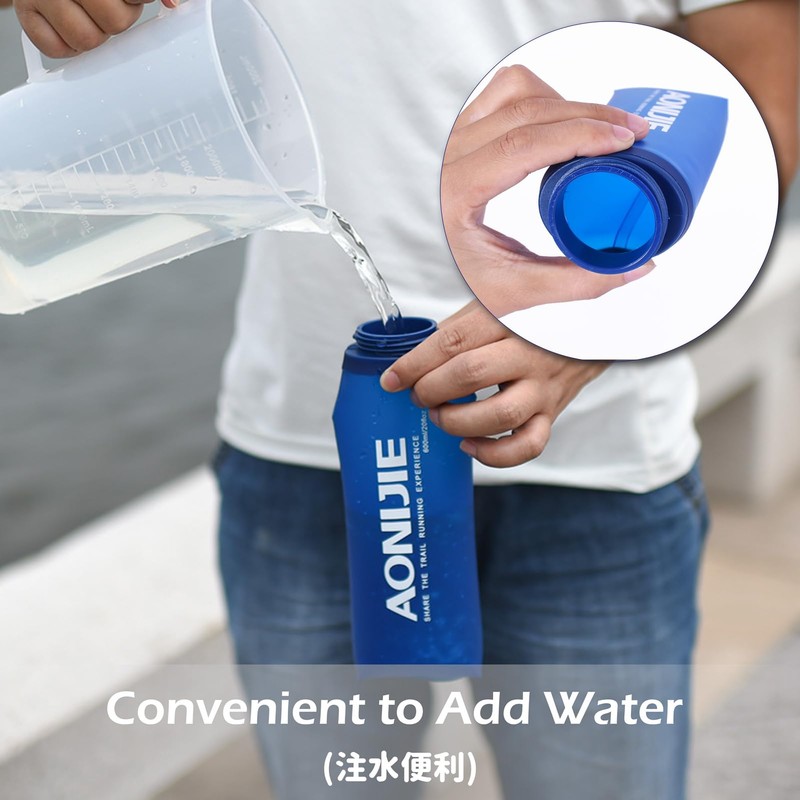 Azarxis - Botella de agua de TPU suave para correr,
