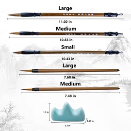 Knana 6pcs Calligraphy Brush Painting Writing Watercolor Calligraphy Brushes Holder Set Writing Sumi Hubi Maobi Drawing Ink Art Kanji Painting Wooden Brush Pencaligraphy Kits for Beginners