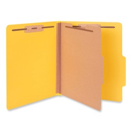 Universal Bright Colored Pressboard Classification Folders, 2" Expansion, 1 Divider, 4 Fasteners, Letter Size, Yellow Exterior, 10/Box