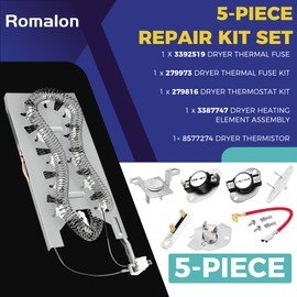 UPGRADE HEATING PLATE WP3387747 W11344457 Dryer Heating Element Kit For Whirlpool Cabrio Kenmore He2 Elite He3 Maytag Dryer MED6230RHW1 MEDB835DW GEW9250PW0 WD05X30818 GEQ9800PW2 MEDB835DW4 GEQ9800PW1