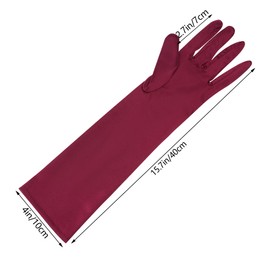 Lystaii Long Opera Party 20s Satin Gloves Stretchy Elbow Length Wedding 15 Inch Classic (Wine Red)