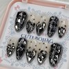 Black Full Stone Gra Handmade Nail Tip Pedi Tip -