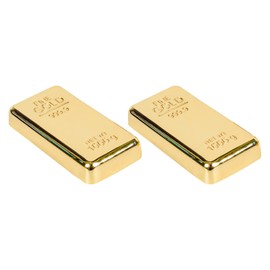 ZAHEPA Pack of 2 Fake Gold Bar Paperweights for Office Desk – Luxury Gift for Men & Women, Stylish Birthday & Anniversary Present, Elegant Jewelry Shop Decor (3.15" x 1.57" x 0.39")