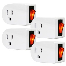 Grounded Outlet Adapter, ANKO ETL Listed Wall Tap Adapter with Red Indicator On/Off Power Switch (4 Pack)