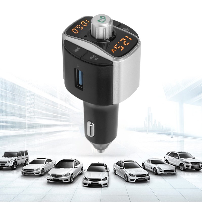 Bluetooth 5.0 FM Transmitter Dual Screen Display 3 USB Ports