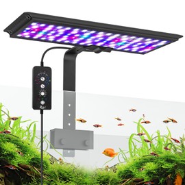 AQQA LED Aquarium Light 14W, 24/7 Mode Clip on Fish Tank Light, DIY Mode Full Spectrum Aquarium Plant Light, Adjustable Timer/Brightness with Memory Function IP68 Waterproof for 12-18 Inch Fish Tank