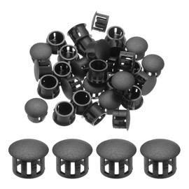 MECCANIXITY 64PCS 12mm(1/2") Black Plastic Hole Plugs, Flush Type Panel Hole Plugs Insert End Caps for Locking Hole Tubes Furniture Cabinet