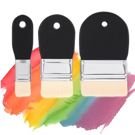 SSyang 3 Pcs Flat Paint Brushes, Thick Chip Paint Brush, Thick Chip Paint Brush, Flat Paddle Paint Set,Nylon Brushes,for Watercolor and Wall Painting