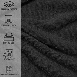 MRD'S HOME 40Pack Black Microfiber Cleaning Cloth,12" x 12"Multi-Purpose Reusable Cleaning Wipes Rags,Lint Free,Scratch & Streak-Free Cloth for Car,Glass, Lens Cleaner,Microfiber Towels for House Wash