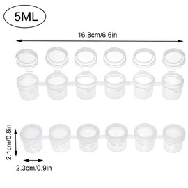 HOTMNTY Mini Empty Paint Strips, Empty Paint Pots, Mini Paint Pot, Empty Paint Cups with Lid, 5 ml Empty Paint Pot Strips, Mini Storage Container, Plastic Paint Cup with Lid, Pack of 10 (60 Pots)