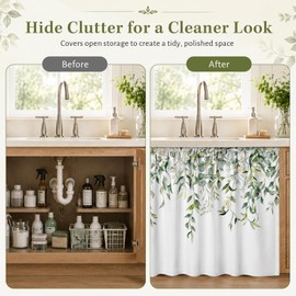 Cabinet Curtain, 28"W x 51"L, Sage Sink Skirt for Kitchen Bathroom