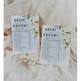 Your Main Event Prints - Wedding Shower Games - He Said She Said, Bride or Groom Trivia with Customizable Photo (20 Cards Pack)