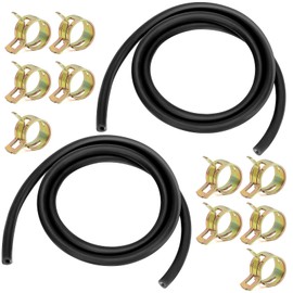 2 Pcs 6mm Fuel Hose, High Temp Small Engine Fuel Line with 10 Clamps, Layer Thickened Rubber Hose for Diesel Heater, Lawn Mower, Tractor (1 Meter)