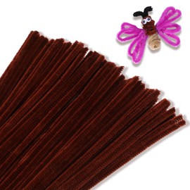 Giwrmu 100 Pieces Pipe Cleaners Chenille Stem, Brown Pipe Cleaners Craft, Fuzzy Sticks Craft Supplies, Colored Pipe Cleaner for Creative Handmade DIY Art Craft Project