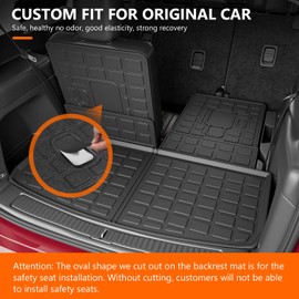 powoq Cargo Mat Compatible with 2021-2025 Jeep Grand Cherokee L Overland Trunk Mat Backrest Trunk Liner TPE Cargo Liner Replacement for 2021-2025 Jeep Grand Cherokee L Accessories