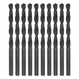 sourcing map 10pcs Jobber Drill Bits 5mm (3/16") Nitride Coated High Speed Steel (HSS) 4241 Twist Drill Bits for Stainless Steel Copper Aluminum Alloy Metal Wood Plastic, Black