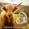 LUHE Highland Cow Necklace Animal Heart Necklace Sterling Silver Animal