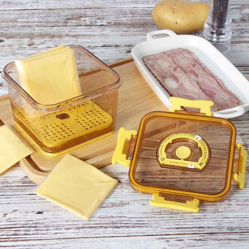 Tellshun Sliced Cheese Container with Airtight Lid for Mini Fridge