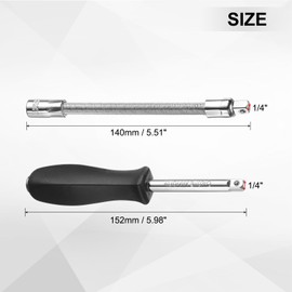 QUARKZMAN 1/4 Inch Drive Spinner Handle Chrome Vanadium Steel Drive Socket Set with 1/4 Inch Drive Spring Flexible Socket Extension Bar for Ratchet Driver and Car Repair 2-Piece Set