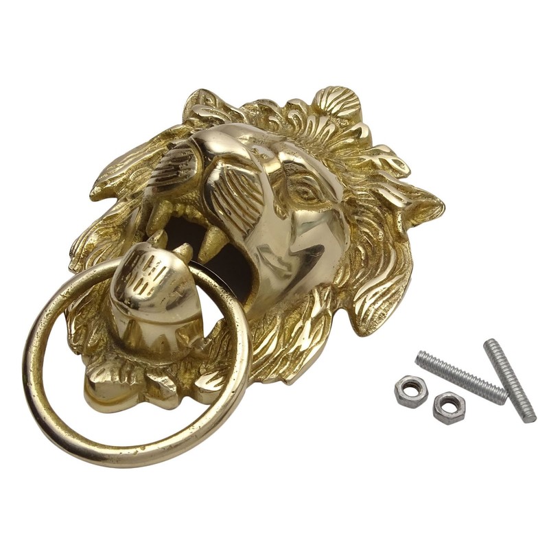 United Graphix Decorative Lion Face Brass Metal Door Knocker Traditional