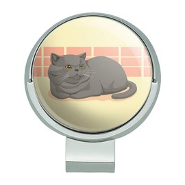 GRAPHICS & MORE Chubby British Short Hair Grey Cat Golf Hat Clip with Magnetic Ball Marker