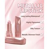 Purple Glitter Lipstick for Women, Metallic Shimmer Long Lasting Lip