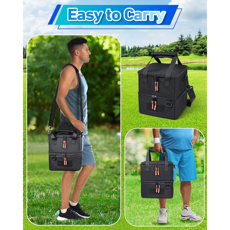 Bocce Ball Bag,Portable Bocce Ball Storage Case Holds 8 Balls,Double-Layer
