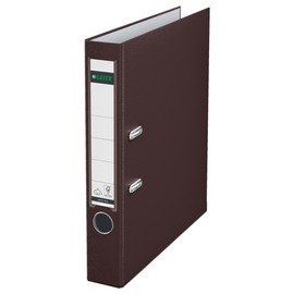 Leitz 180° Folder, Plastic, the Original, DIN A4 Lever Arch File, 5.2 cm, Slim, with Polypropylene Laminated Cover, 180° Mechanism, Highest Stability, Brown, 10155075