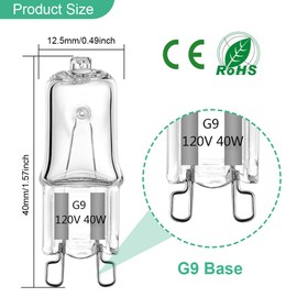 G9 Bulb, 12 Pack G9 Halogen Light Bulbs 2 Pin Base JC Type, 120V T4 Bi-Pin 40W Xenon Small Light Bulb for Chandeliers, Pendants, Cabinet Lights, Bathroom Light Bulbs, Warm White 2700K, Dimmable