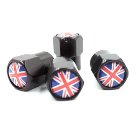 Black Union Jack Flag Wheel Valve Dust Caps.