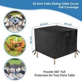 Outdoor Table Cover, 42 Inch Outdoor Furniture Set Cover, Patio Furniture Cover Square, 42'' x 42'' x 26'' Waterproof Outside Table Furniture Cover