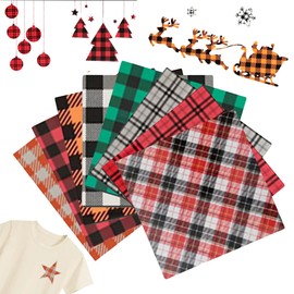 SQAQS 8pcs Heat Transfer Vinyl 12inchx10inch, 8 Colors of Vinyl Iron Sheet, Bohemian Iron Sheet, Pu Material, Durable Vinyl Roll for Diy T-Shirts, Hats or Other Fabrics(Grid Pattern)